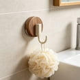 thumbnail image 3 of 1Pc Round Walnut Suction Cup Hooks, Wreath Hook,Reusable No Drill Wall Mount J-Shaped Metal Hanging Hooks, Waterproof Rustproof Utility Hangers for Bathroom Kitchen Decor Storage, Black, 3 of 4