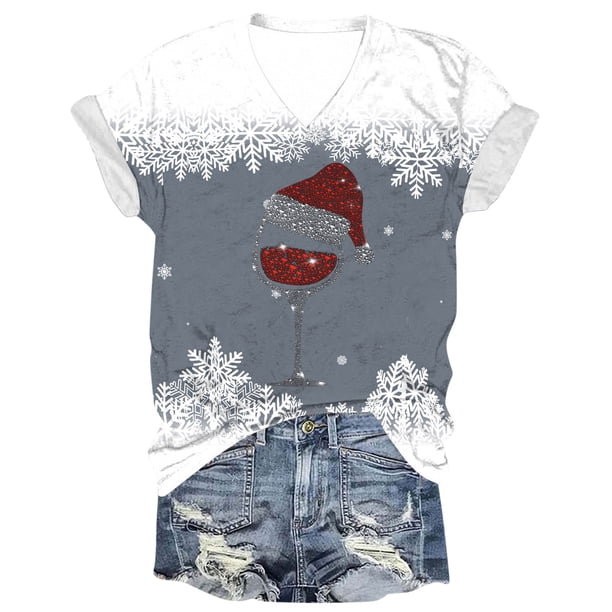 Blusas de Manga Corta para las Mujeres Causal Cuello en V Camiseta Sólida, Blusas de Verano de las Mujeres para el Hogar Y Diario