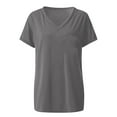 thumbnail image 5 of Clearance! Delayuji Short Sleeve Shirts for Women Womens T Shirts V Neck Cap Short Sleeve Summer Tops Trendy 2025 Loose Casual Tshirts with Pocket Xxl Gray, 5 of 6