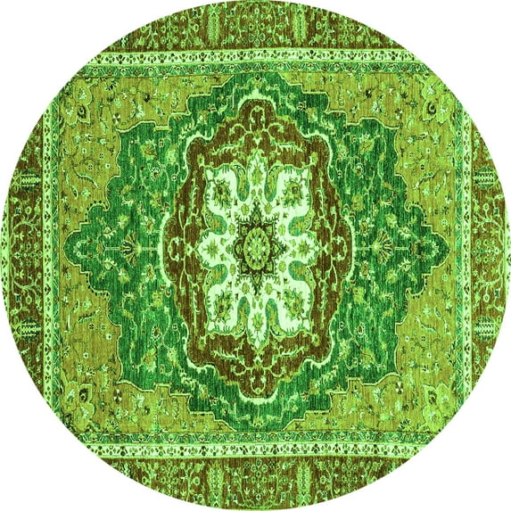 Ahgly Company Indoor Round Persian Green Traditional Area Rugs, 3' Round