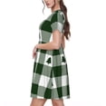 thumbnail image 2 of Disketp Green White Lumberjack Plaid para Vestido de Manga Corta para Mujeres, Vestidos de Verano para Mujeres, Casual y Holgado para la Playa, 2 of 6