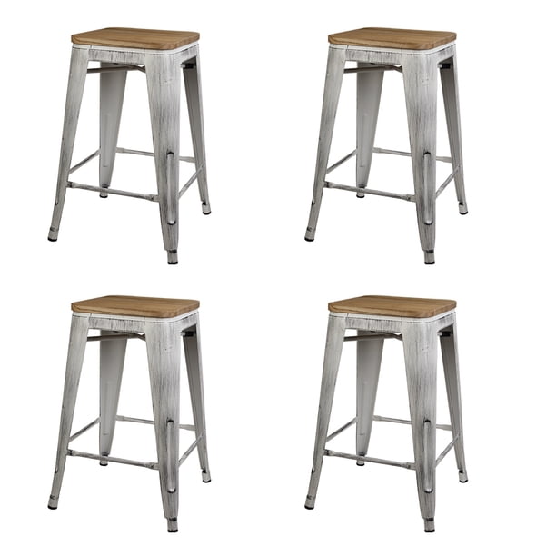 GIA Design Group 24 Inch Counter Height Backless Metal Stools with