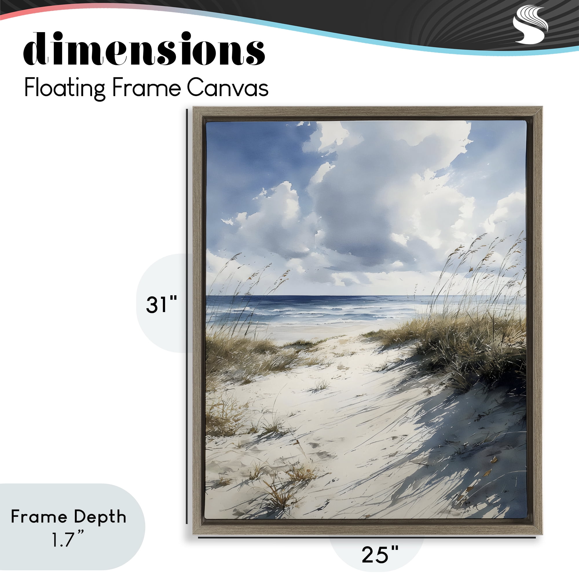 Stupell Industries Dune Beach at Midday Brown Framed Floater Canvas Wall Art, design by Franklyn Gregory