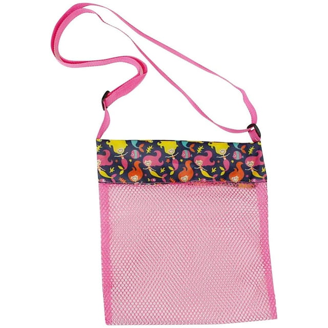 Sacs Coquillages pour Jouets de Plage pour Enfants, Sacs de Plage Colorés en Maille Respirante, Sacs Coquillages de Mer avec Sangles de Transport Ajustables, Sacs Portatifs pour Trésors de Plage en Sable et Coquillages, Sac de Rangement pour Jouets, Seulement les Sacs (Rose A1)