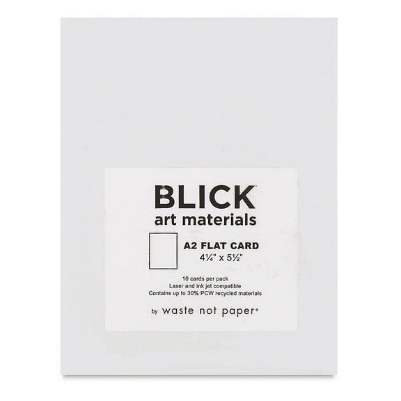Blick Cards and Envelopes - A2 Flat Card, Pure White, 4-1/4" x 5-1/2", Pkg of 10