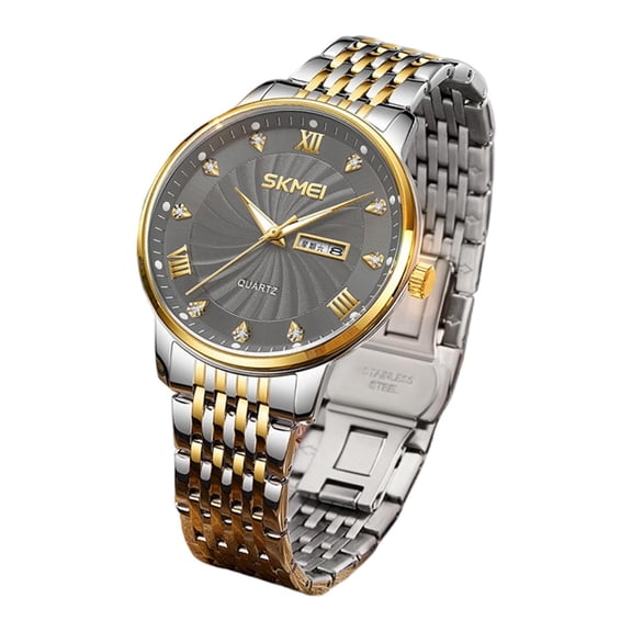 Men's Business Chronograph Watch Waterproof Date Display Quartz Stainless Steel Dress Watch for Men Office Casual Water Resistant Black