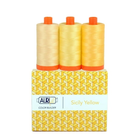 UPC: 8057252119273 | Aurifil Thread Color Builder Tour of Italy – Sicily Yellow 100% Cotton Threads 3 Large Spools
