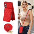 thumbnail image 3 of For Samsung Galaxy A55 5G RFID Blocking Protective Purse Wallet Case Magnetic Flip Cover Multi-Card Slots Pocket With Detachable Shoulder Strap,Red,For Galaxy A55 (5G), 3 of 7