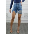 thumbnail image 4 of Major Cut Out High Waist Distressed Denim Shorts, 4 of 7
