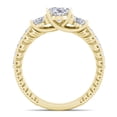 thumbnail image 3 of SuperJeweler 2 1/2 Carat Moissanite Oval Shape Three Stone Ring in 14 Karat Yellow Gold for Women, 3 of 6
