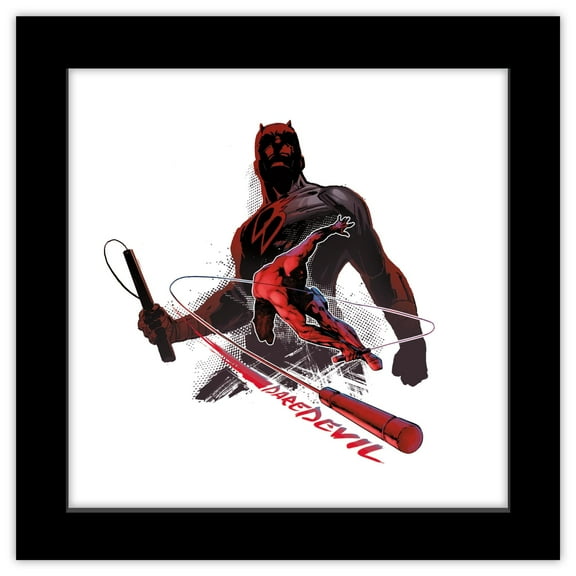 Gallery Pops Marvel Comics Daredevil - Billy Club Action Graphic Wall Art, Black Framed Version, 12" x 12"