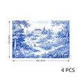 thumbnail image 4 of Amarainy Blue And White Landscape Print Linen Table Mats Set Of 4 For Home Kitchen Table Decor 12x18 inch, 4 of 5