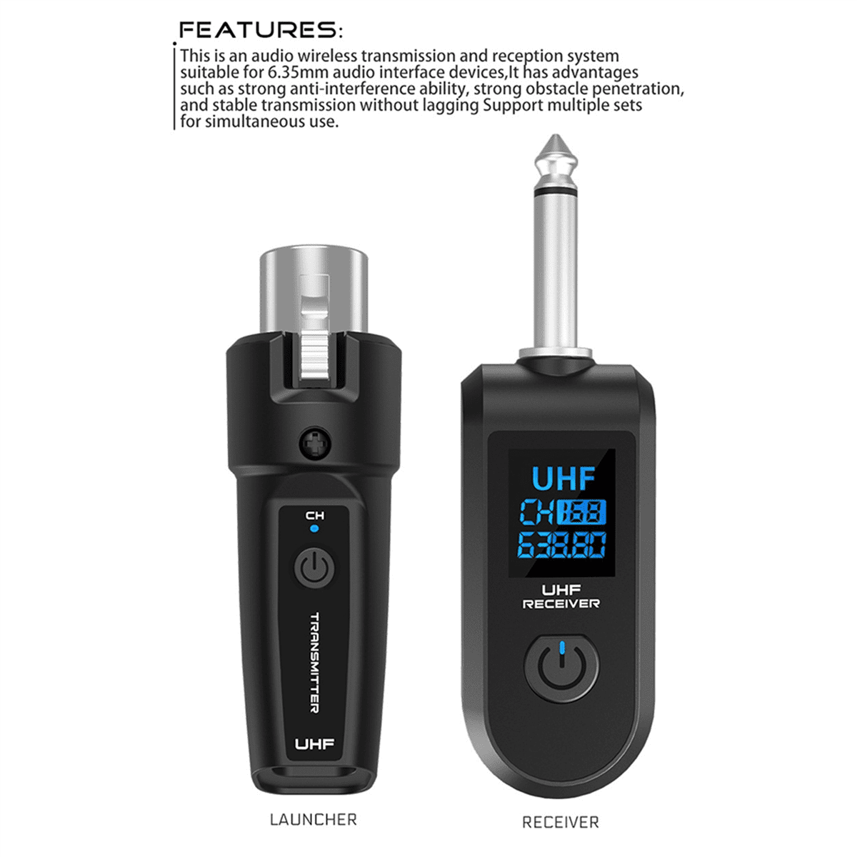 2X New Wireless Microphone UHF Wireless XLR Transmitter and Receiver for Dynamic Microphones Audio Mixers PA Systems,2 set x microphone audio mixer (1 tray 1),Black