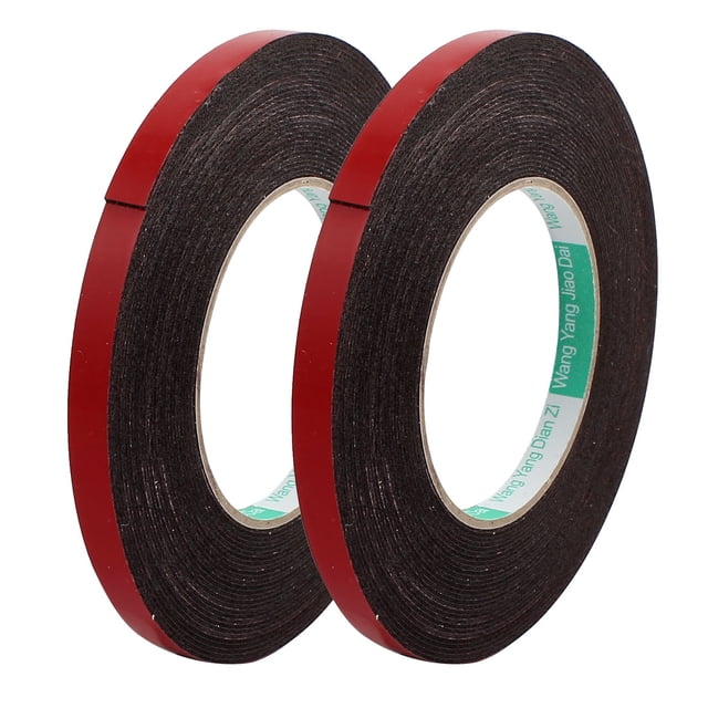 Cinta de espuma autoadhesiva de doble cara de 2 piezas de 10mm x 1mm, longitud de 10M, roja