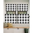 thumbnail image 2 of Black White Plaid Short Blackout Curtains 30 Inch Long Simple Pattern Rod Pocket Kitchen Curtains, 2 Panels Thermal Insulated Room Darkening Drapes for Bedroom, 42"W x 30"L, 2 of 5