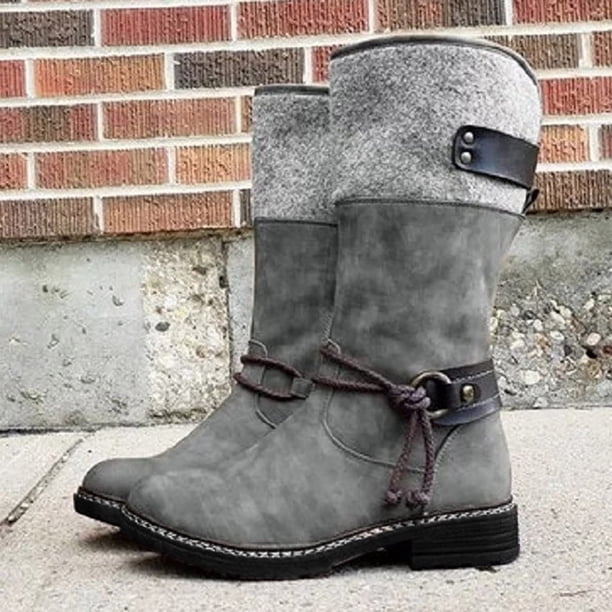 Botas de nieve para mujer Botas de media caña con forro cálido hasta la rodilla Botas gruesas cálidas informales de media altura para mujer Wmkox8yii ghj2394