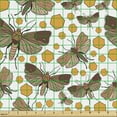 thumbnail image 2 of Ambesonne Nature Fabric by the Yard Upholstery, Moth Pattern Print Hexagons, 5 Yards, Marigold and Brown, 2 of 5