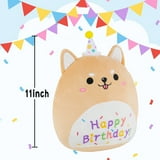 Happy Birthday Corgi Plush Pillow - 10 Inch Rainbow Dog Decoration & Gift