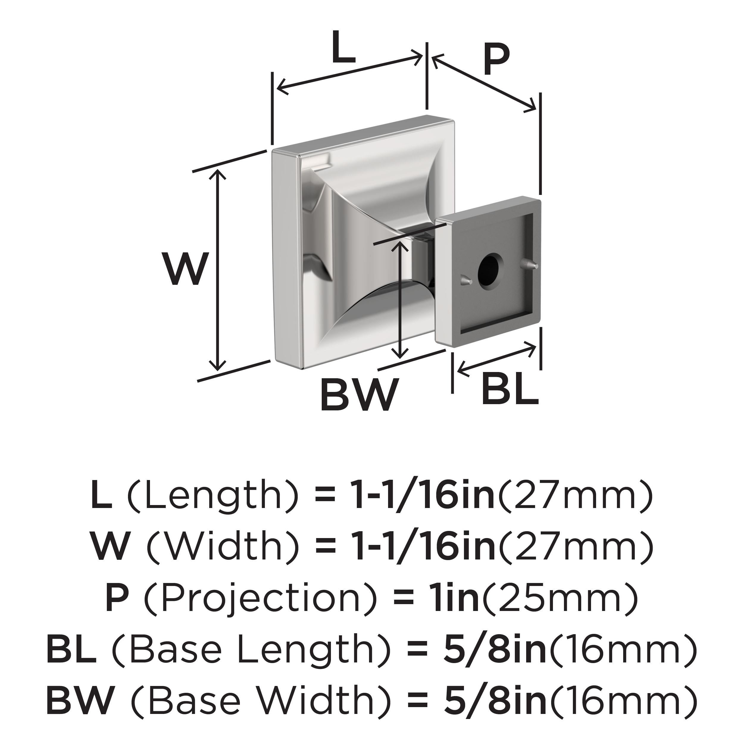 Amerock Pedestal 1-1/16 inch (27mm) Length Polished Chrome Cabinet Knob - 10 Pack
