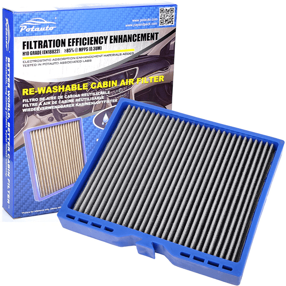 POTAUTO MAP 5007 (CF10775) Re-Washable Car Cabin Air Filter Replacement for BUICK CASCADA LACROSSE REGAL VERANO, CADILLAC ELR SRX, CHEVROLET CRUZE MALIBU ORLANDO SONI SPARK TRAX VOLT, SAAB 9-4X 9-5