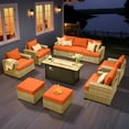 thumbnail image 3 of Vcatnet 10 Pieces Outdoor Patio Conversation Set with 54" Fire Pit Wicker High Back Sectional Sofa Furniture Orange Red, 3 of 10