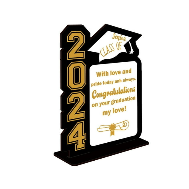 Home Decor 2024 Graduation Table Decorations Class of 2024 Wooden Table Sign Freestanding Centerpieces Table Toppers for High School College Prom Grad Party Supplies Graduation Decorations Desktop Or