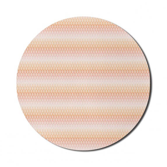 Abstract Mouse Pad for Computers, Pastel Toned Triangles in Various Shades of Pink Hipster Geometric, Round Non-Slip Thick Rubber Modern Gaming Mousepad, 8" Round, Pale Peach Rose, by Ambesonne