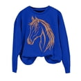 thumbnail image 7 of Horse Sweatshirts for Women Casual Crewneck Graphic Long Sleeve Horse Shirt Western Sweatshirt Riding Horse Lover Vintage Pullover Tops Loose Shirts Printing Embroidery Sweatshirt, 7 of 7