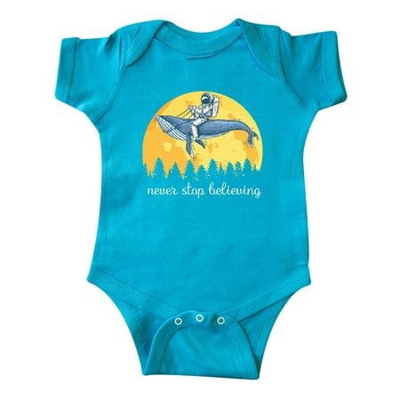 

Inktastic Never Stop Believing Astronaut Whale Gift Baby Boy or Baby Girl Bodysuit