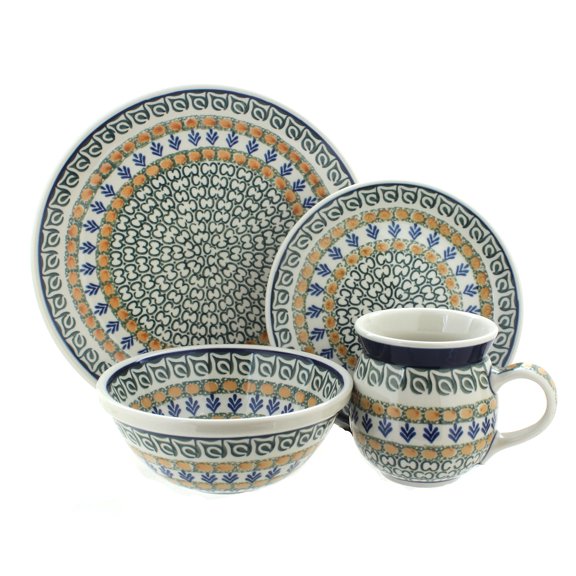 Ceramika Artystyczna Blue Rose Polish Pottery  Dinnerware (4 PC) Herb Garden