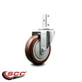 thumbnail image 2 of 4 Inch Maroon Polyurethane Wheel Swivel 3/4 Inch Square Stem Caster SCC, 2 of 2