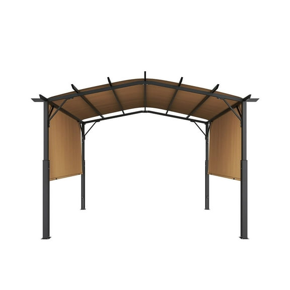 10x10 ft Retractable Pergola Outdoor Patio, Arched Metal Canopy Pergola with Canopy, Sun Shade Structure for Backyard Garden