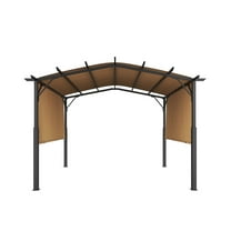 10x10 ft Retractable Pergola Outdoor Patio, Arched Metal Canopy Pergola with Canopy, Sun Shade Structure for Backyard Garden