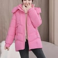 thumbnail image 5 of Women's Winter Warm Plus Size Puffer Coat Casual Colored Long-Sleeved Hooded Jacket Lightweight Puffer Jacket(Hot Pink 3XL), 5 of 7