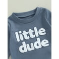 thumbnail image 6 of FEORJGP Little Boy Girl 2 Pcs Waffle Outfits 0 6M 12M 18M 2T 3T Toddler Baby Long Sleeve Sweatshirts Letter Embroidery Pullovers Crew Neck Tops with Et Kids Infant Casual Daily Comfy Clothes, 6 of 6