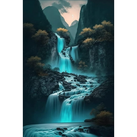 1000 Pieces Puzzle for Adult - Waterfall Scenery Wooden Jigsaw Puzzles Challenging Educational Fun Toys for Family Creative Gift