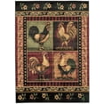 thumbnail image 2 of Lodge, Cabin Nature and Animals Area Rug - Geometric Cabin Area Rug - Abstract,Black/Green/Red-Rooster/Flower, 2 of 9