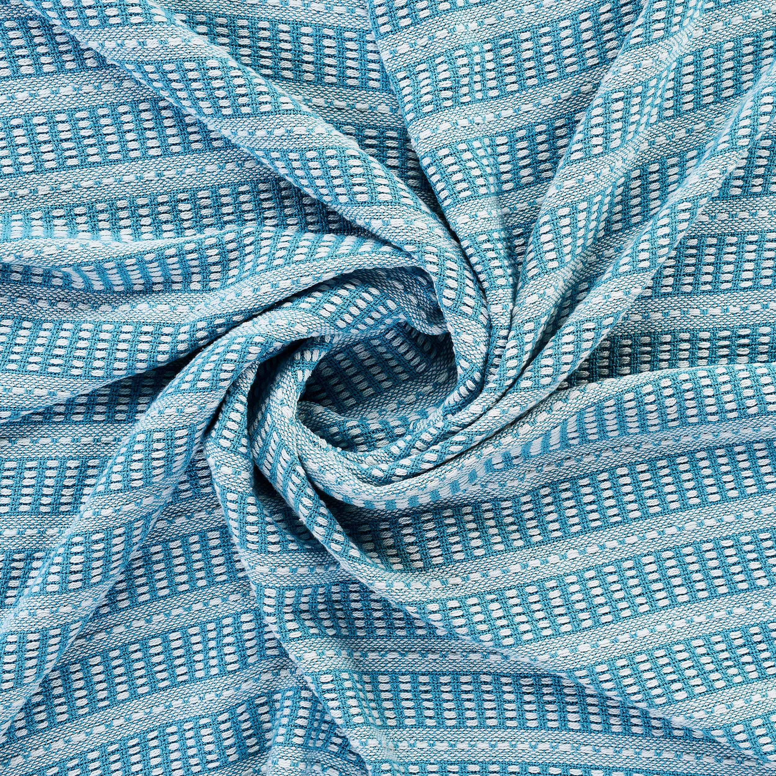 Ox Bay And Evette Rios Maui Blue Geometric Striped Adult Cotton Throw Blanket, 50" x 60"
