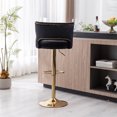 thumbnail image 2 of Counter Height Bar Stools Set of 2, Modern Velvet Upholstered Bar Stools with Button Tufted Back and Nailhead Trims, Elegant Dining Chairs with Golden Metal Base and and Footrest for Kitchen, Black, 2 of 7