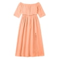 thumbnail image 5 of Horkkom Off the Shoulder Dresses for Women Short Sleeve Solid Color Summer Dresses Flowy Casual Maxi Dresses, S-3XL, 5 of 8