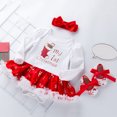 thumbnail image 3 of Baby Girls Long Sleeve Tutu Dress Set Snowflake Print Ruffle Hem Skirt with Bow Headband Festive Party Outfits, 3 of 5