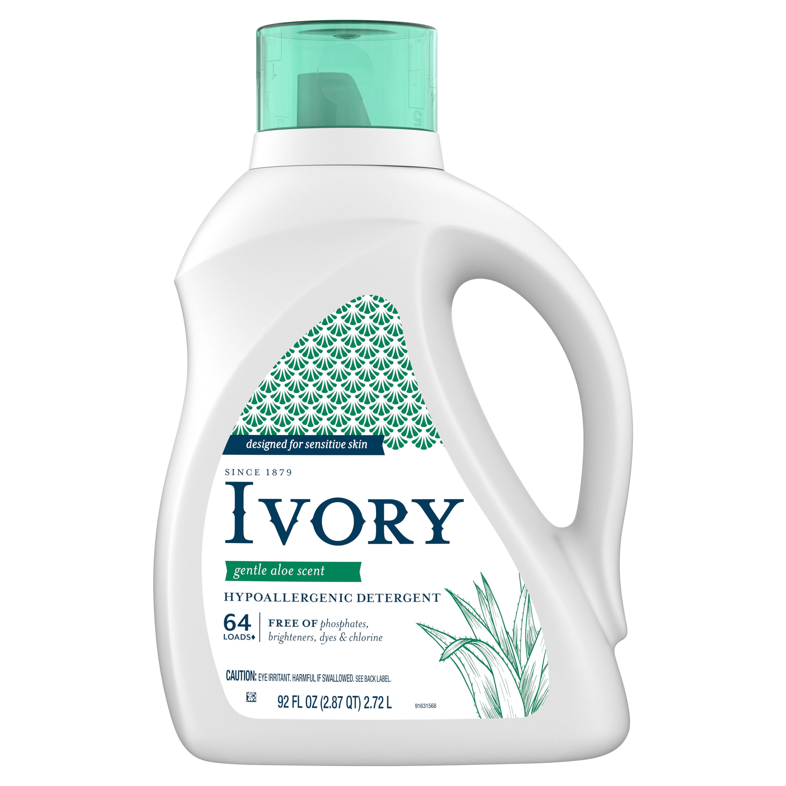 Ivory Gentle Aloe Scent Laundry Detergent, Designed For Sensitive Skin, 92 fl oz, 64 loads