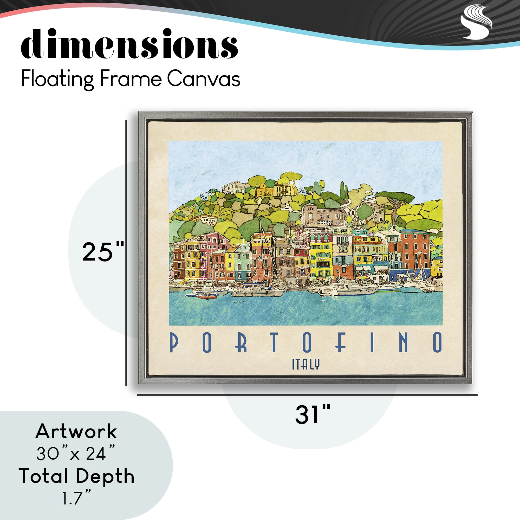 Stupell Industries Portofino Architecture Poster Gray Framed Floater Canvas Wall Art, design by Ynon Mabat