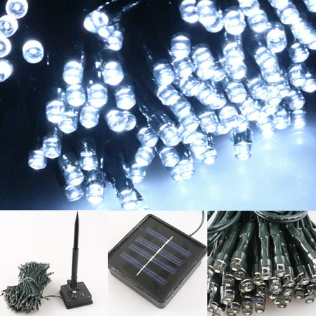 GZYF 12M Cool White 100-LED Solar Powered String Light Xmas Christmas Wedding Party String Fairy Lights Home Patio Indoor Outdoor Garden Tree Decor