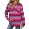 thumbnail image 7 of Xdegoge Long Sleeve Shirts for Women Oversized Striped Tunic Tops Fall Fashion Dressy Casual Blouses Stretchy Trendy Loose Fit Y2K Tshirts with Pocket Streetwear, 7 of 7