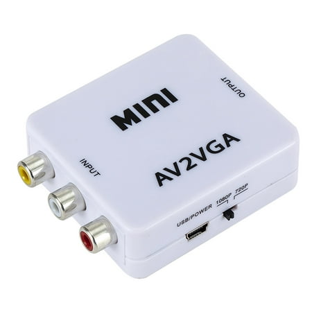 Mini AV2VGA Video Converter Convertor Box AV RCA CVBS to VGA Video Converter Conversor with 3.5mm Audio to PC HDTV (Best Hd Digital Tv Converter Box)