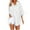 White, variant on biudgviw Womens Cotton Linen Button down Shirt Turndown Collar Tops 3/4 Length Sleeve Rolled Hem Tee Side Slit Strappy Jacket