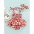 thumbnail image 2 of Coduop Baby Girl Romper Spaghetti Strap Sleeveless Floral Romper Dress Headband, 2 of 7