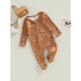 thumbnail image 3 of Bagilaanoe Newborn Baby Girl Boys Footed Jumpsuit Print Long Sleeve Bodysuit 3M 6M 12M 18M Infant One Piece Romper, 3 of 9