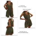 thumbnail image 1 of Sleeveless Short Rompers, Waist Belted Women Short Rompers Soft Polyester  For Everyday Life OD Green XL, 1 of 6